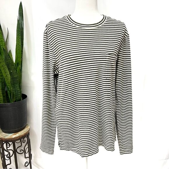 RIVAY NY Medium Stripes Ling sleeve stripes top sweatshirt dark gray and white - Picture 11 of 11